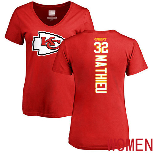 Women Football Kansas City Chiefs #32 Mathieu Tyrann Red Backer T-Shirt->nfl t-shirts->Sports Accessory